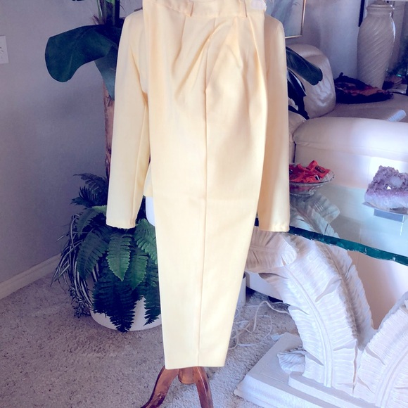 SZ 8 SOFT LEMON PANTSUIT JEANNE dAlbray MADE IN FRANCE LIKE NEW - Picture 4 of 6